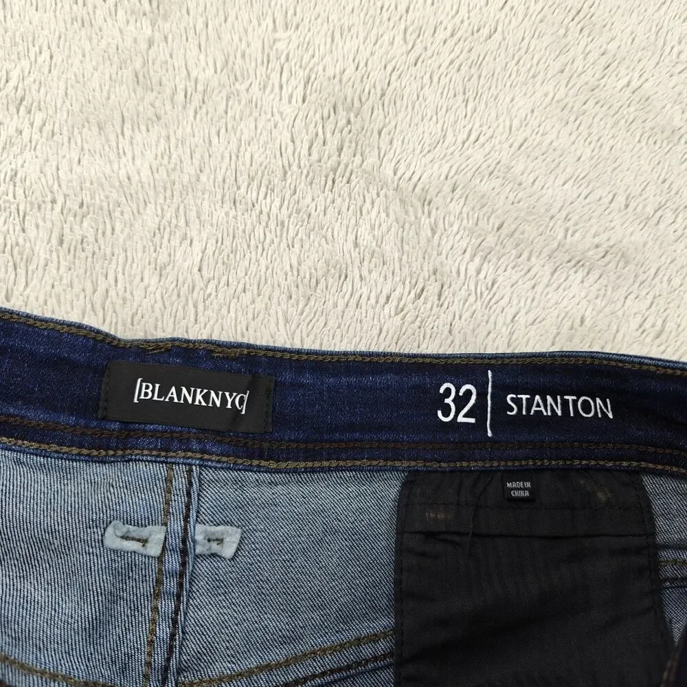 BlankNYC Stanton Jeans Men's 32x32 Dark Mid Blue Straight Leg Stretchy